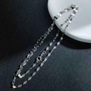 18K Solid White Gold Tile Chain,45cm,2.06-2.09g